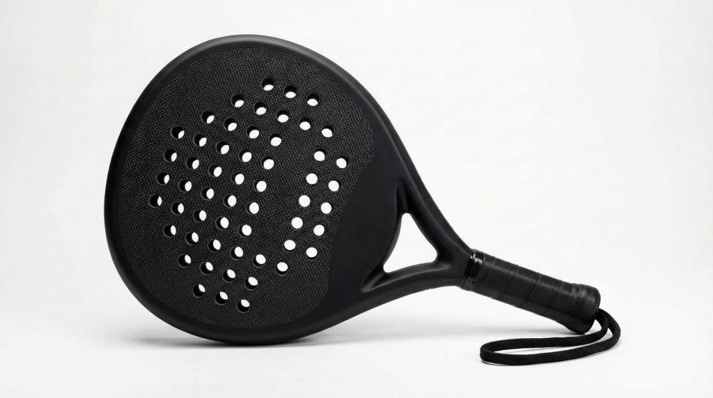 Ein Padel Tennis Schläger steht auf einer weißen Oberfläche im Sportcentrum Nürnberg