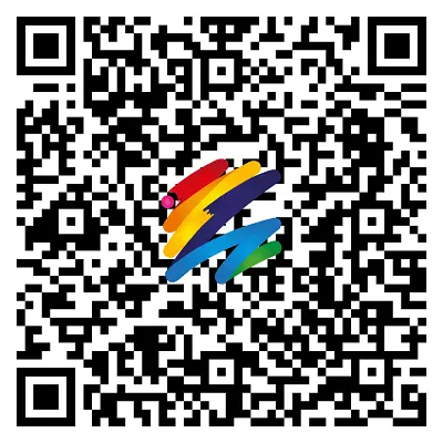 QR-Code mit Sportcentrum-Icon in der Mitte, der auf das Buchungstool führt.